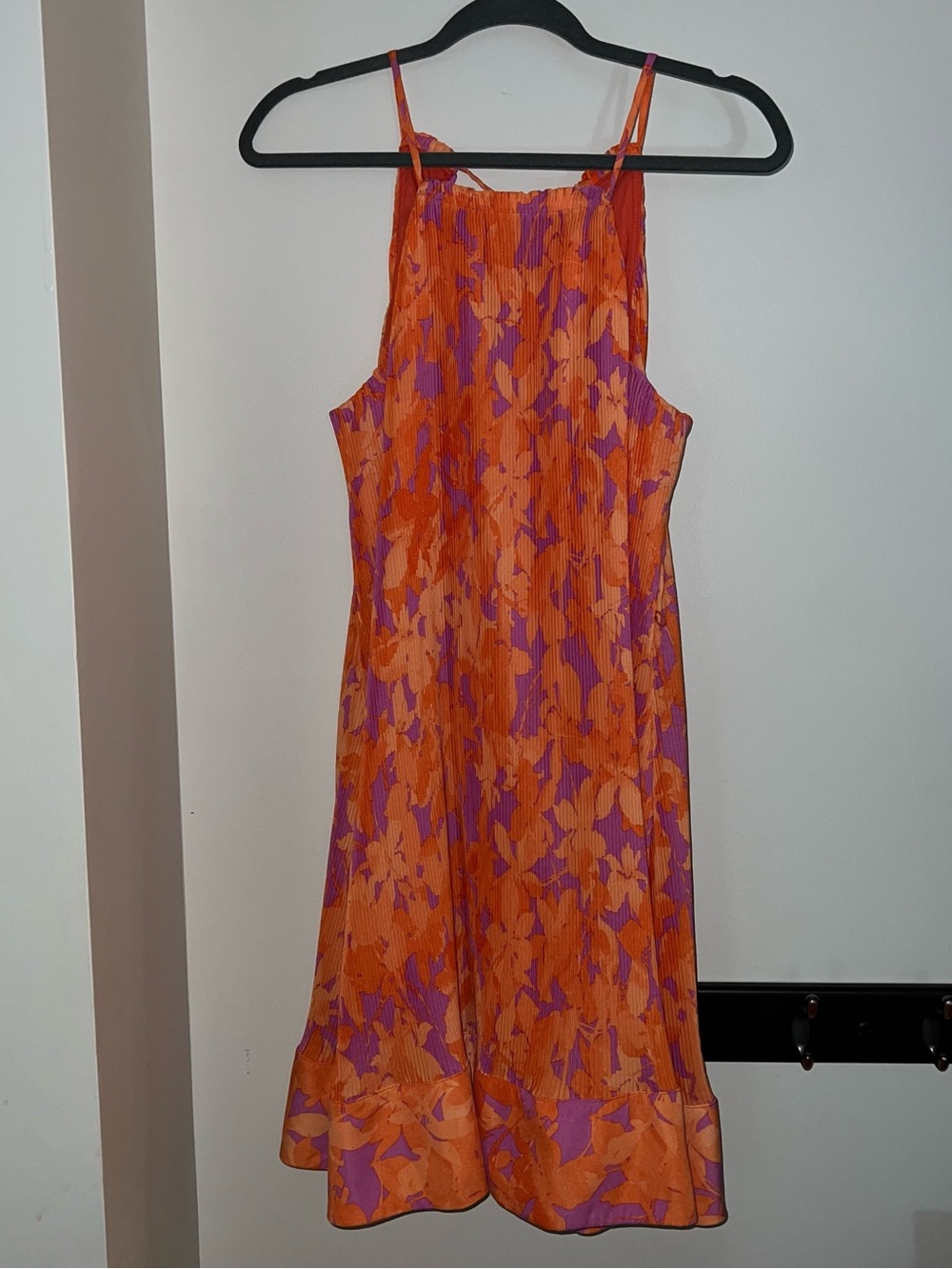 Taylor Orange & Purple Floral Ribbed Dress